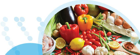 תמונה של תזונה בריאה - ירקות, ביצים, עוף